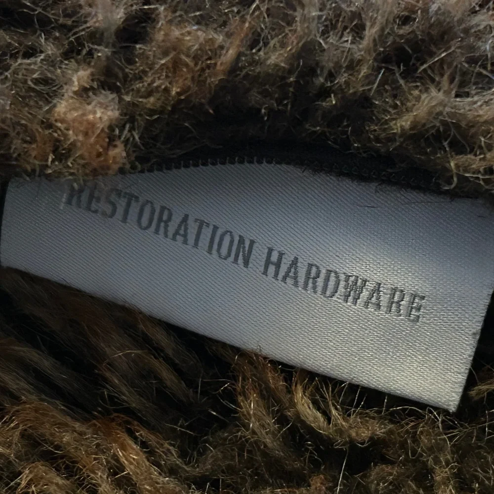 RESTORATION HARDWARE FAUX FUR PILLOW BROWN 22 INCHES